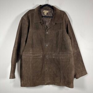 Ruff Hewn Dark Brown Suede Jacket Mens XL Genuine Leather Button Up Y2K Grunge